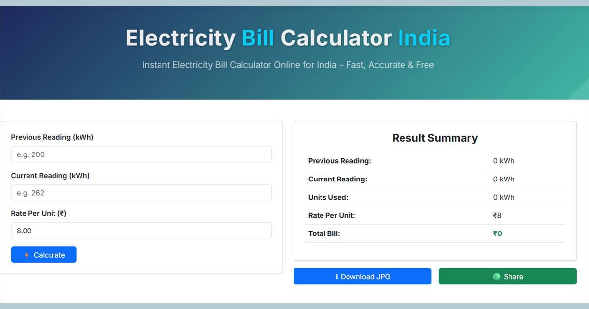 Electricity Bill Calculator: Fast & Accurate Tool Guide